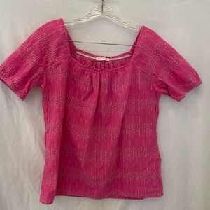 J crew classic vintage closet Spring Pink Eyelet embroidered Top